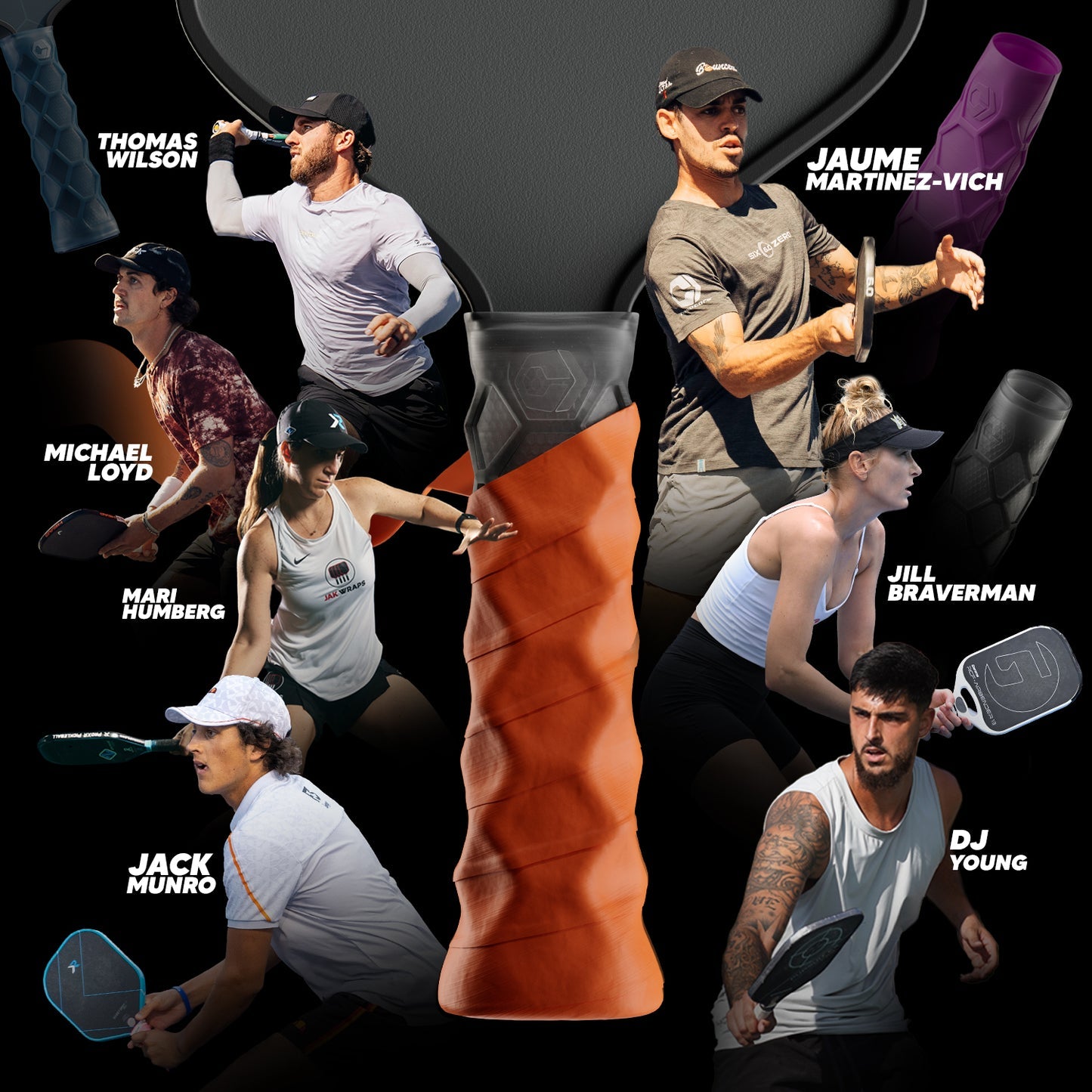 Hesacore Pickleball Carbon Grip - 5.25 Inches Long - Stiff Feel - Charcoal